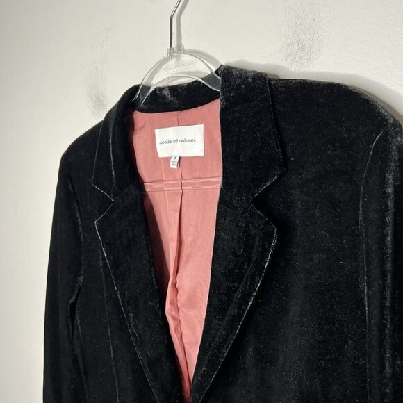 Cupcakes and Cashmere Black Velvet Blazer Womens Size 4 Career Lined - Picture 5 of 8